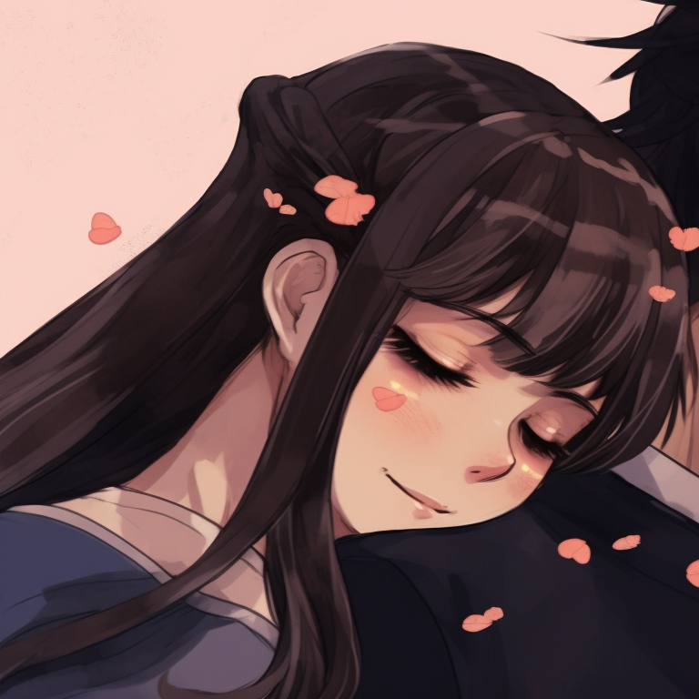 A pair sharing a stolen glance, crisp line art and subtle blushes. manga themed couple pfp matching pfp for discord.