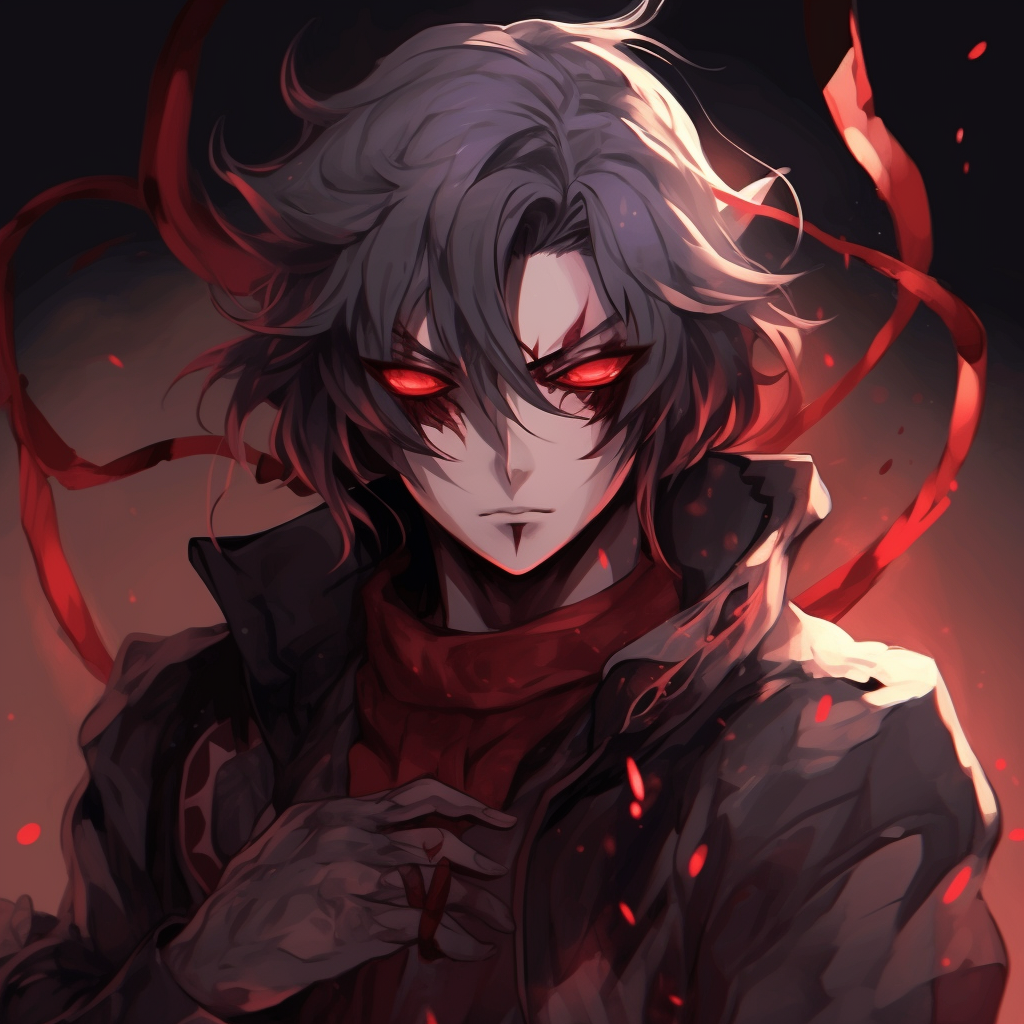 Akaza in a combat stance, dynamic composition and bold lines. male demon anime pfp pfp for discord.