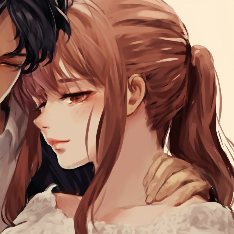 Lady K and the sick man, almost mirroring expressions of concern, in earthy colors and thick outlines lady k and the sick man matching pfp images pfp for discord.