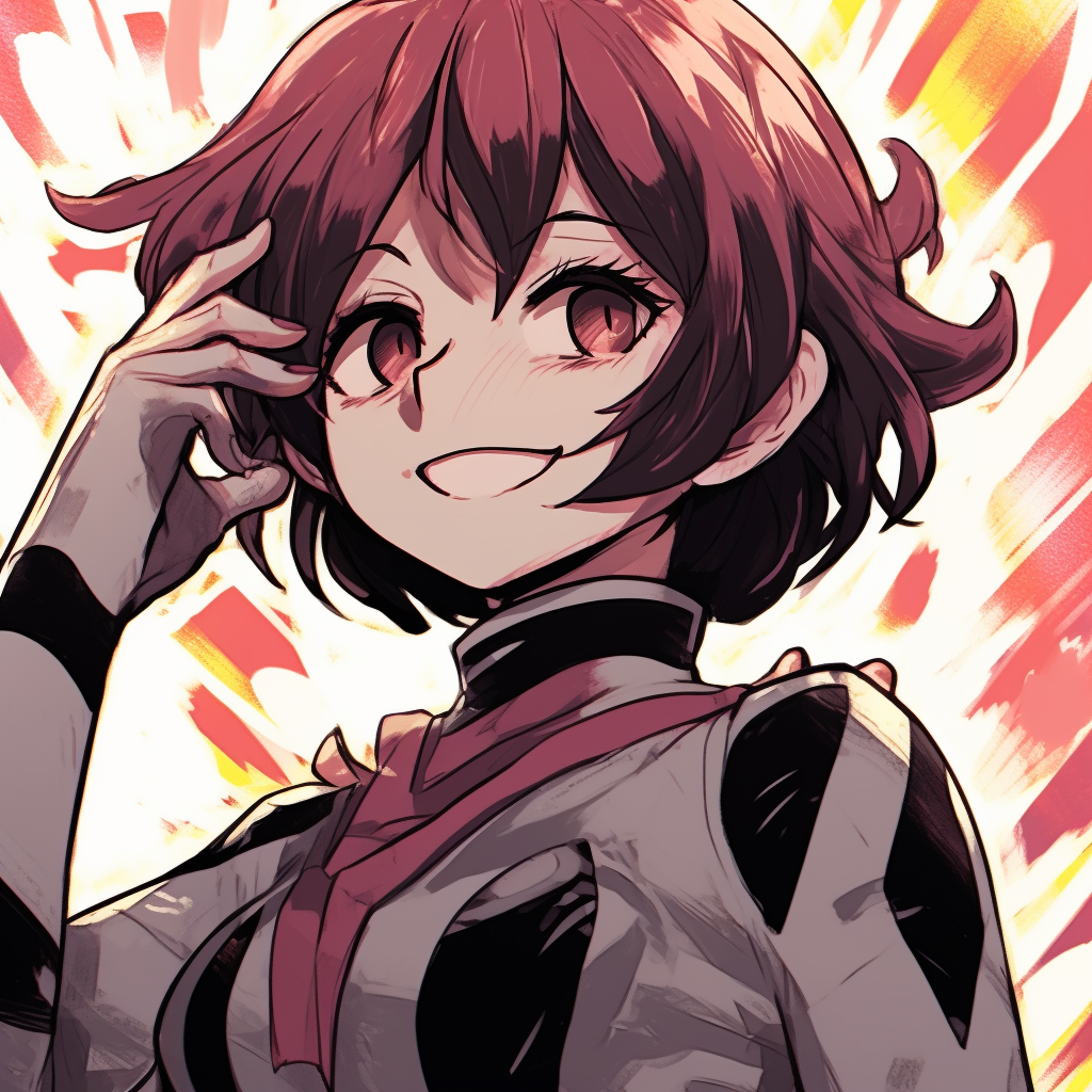 Close-up of Uraraka, focusing on her wide-eyed expression and soft color tones. anime manga pfp for girls