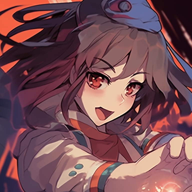 Two characters in combat ready positions, saturated colors with dynamic lines. best male and female matching pfp friends pfp for discord.