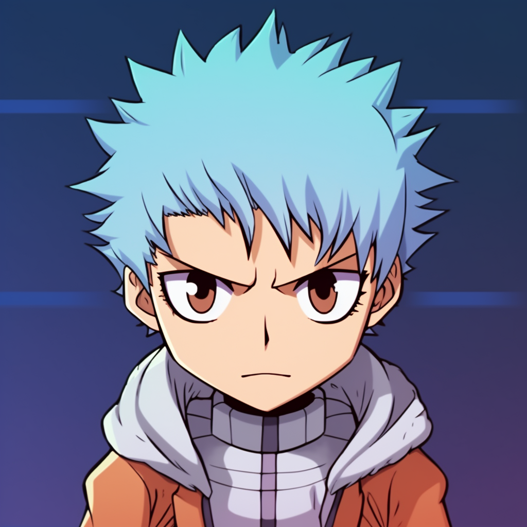Grimmjow from Bleach in chibi version looking surprised, vibrant colors and exaggerated features. funniest anime pfp ideas pfp for discord.