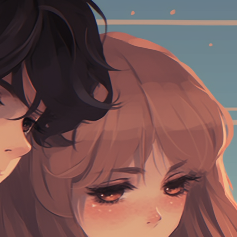 Two characters, minimal lines and earthy colors, gently holding hands. pfp matching non-anime couples pfp for discord.