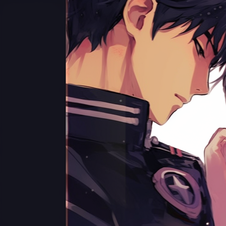 Two characters under a starry sky, warm hues, holding hands. matching anime couple pfp pfp for discord.