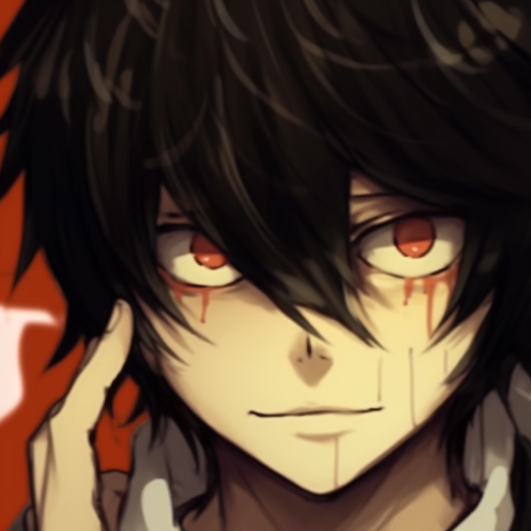 Portrayal of two characters from Death Note, in muted colors and intense expressions, highlighting the Halloween mood. versatile death note matching pfp halloween theme pfp for discord.