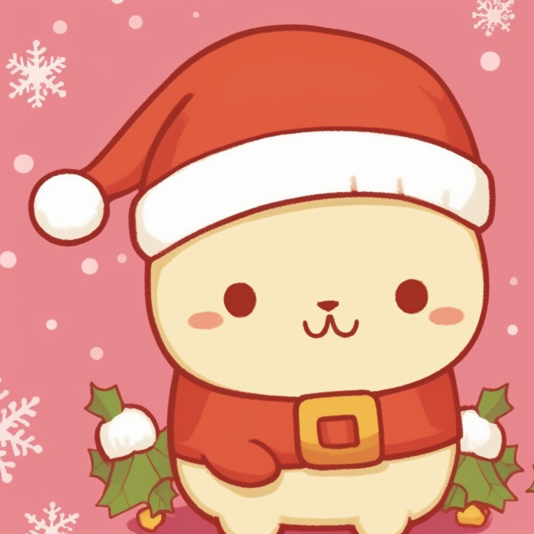 Close-up shot of Cinnamoroll wearing holiday-themed scarf and hat, cool colors and nuanced shading. adorable matching sanrio christmas pfp selection pfp for discord.