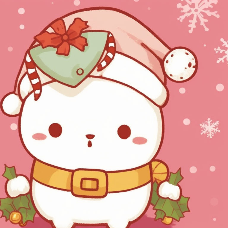 Close-up shot of Cinnamoroll wearing holiday-themed scarf and hat, cool colors and nuanced shading. adorable matching sanrio christmas pfp selection pfp for discord.