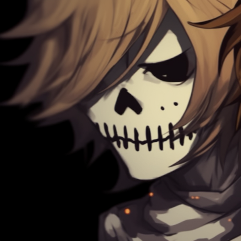 Close-up of two Death Note characters, displaying eerie transformation and sharp detailing. versatile death note matching pfp halloween theme pfp for discord.