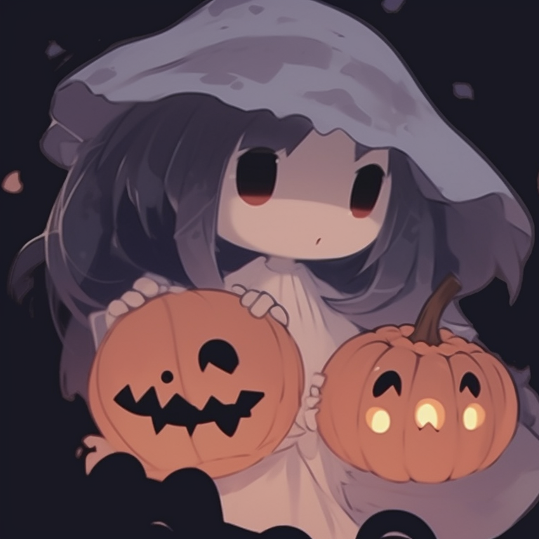 Two characters in witch costumes, stark contrast in color with a heavy focus on black and purple hues. matching halloween pfp with spooky elements pfp for discord.