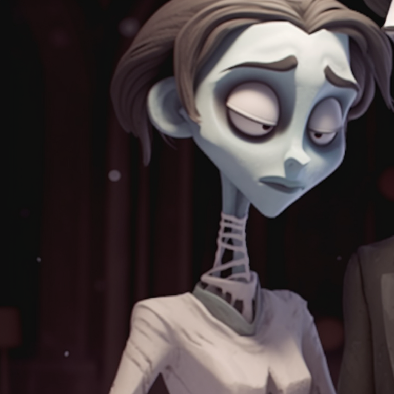 Victor and Emily in formal wedding attires, ethereal aura and pale shades. victor and emily corpse bride matching pfp pfp for discord.