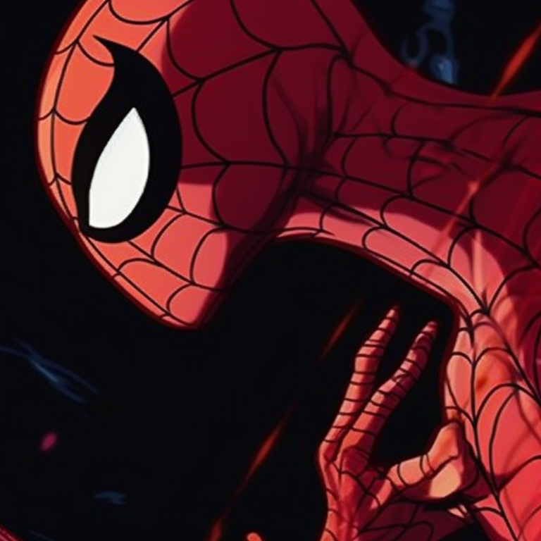 Spiderman and Mary Jane depicted under a moonlit cityscape, using a blend of cool and warm hues. spiderman matching pfp comics pfp for discord.