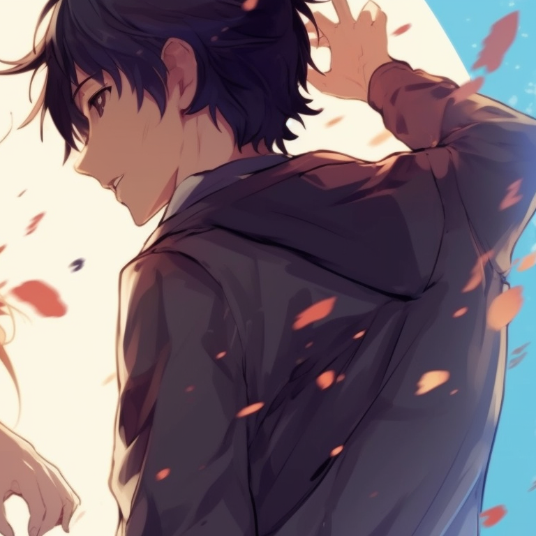 Close up of faces of two characters, calm expressions with soothing color palette. fun matching anime pfp pfp for discord.