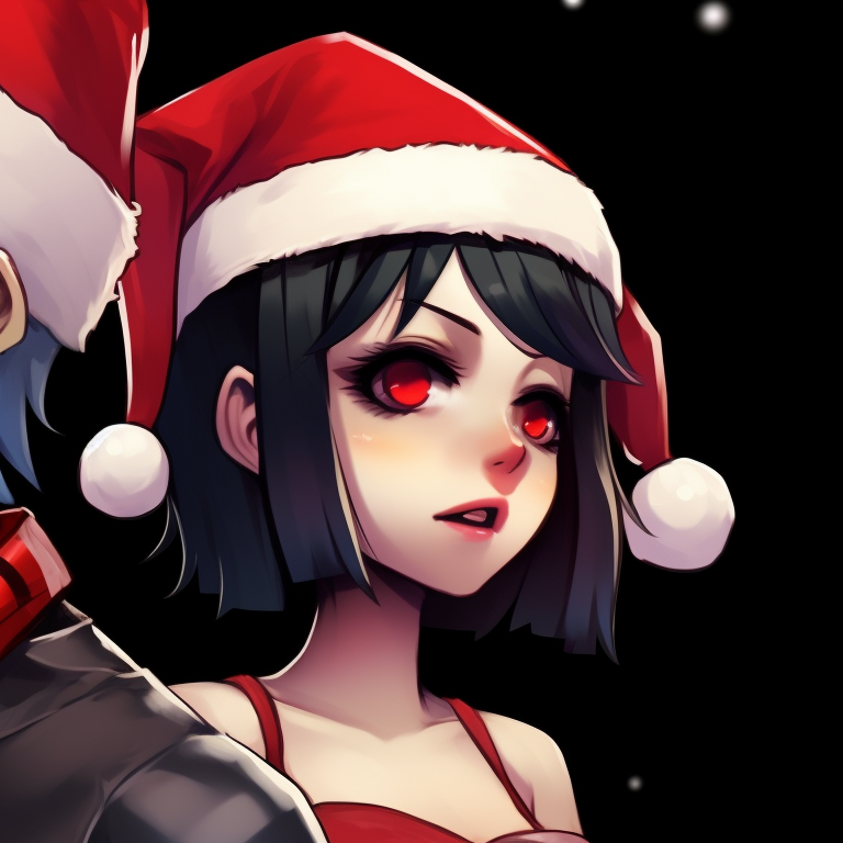 Two characters, making peace signs, surrounded by tinsel, distinctive punk aesthetic with a dash of holiday cheer. punk rock christmas profile pictures pfp for discord.