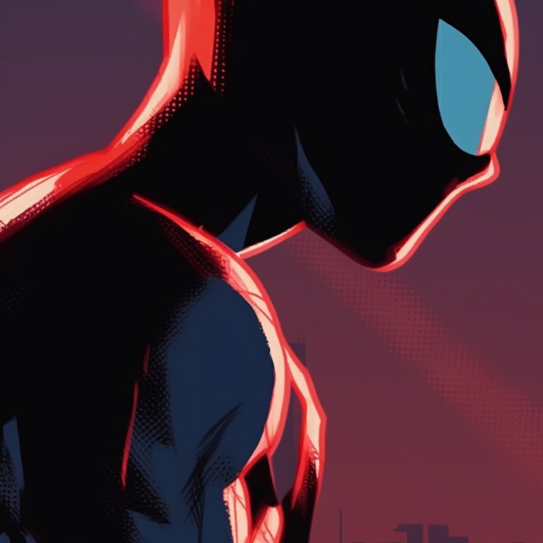 Spiderman characters in fighting stances, dawning their iconic suits. spiderman matching pfp images pfp for discord.