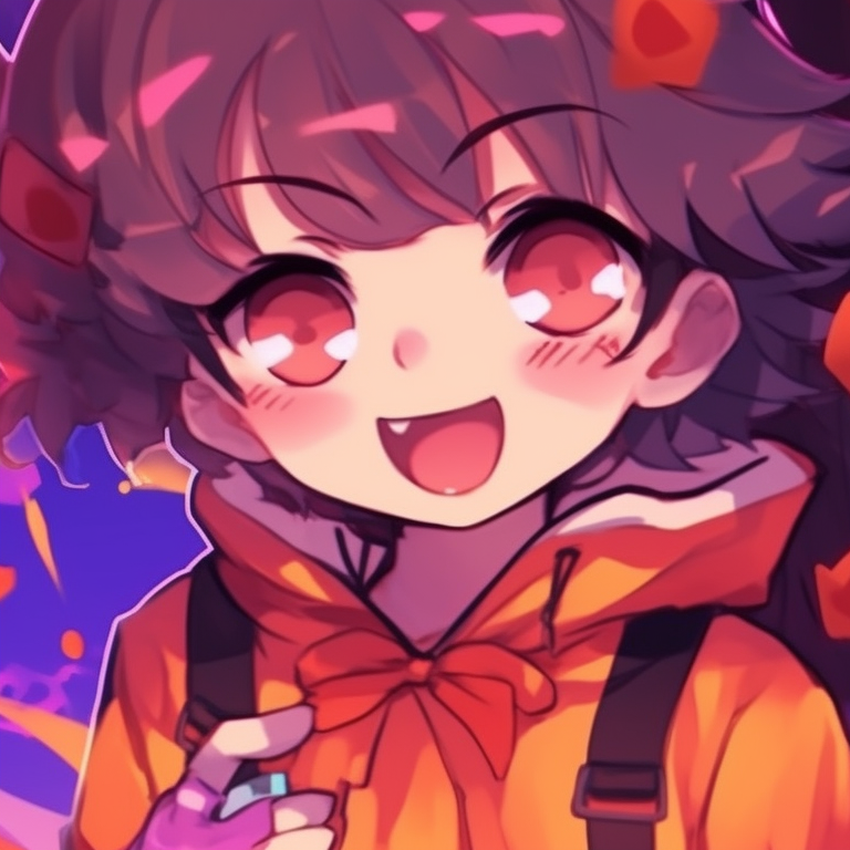 Two characters in animal onesies, detailed with cute halloween elements, warm color scheme. cute halloween matching pfp for lovers pfp for discord.