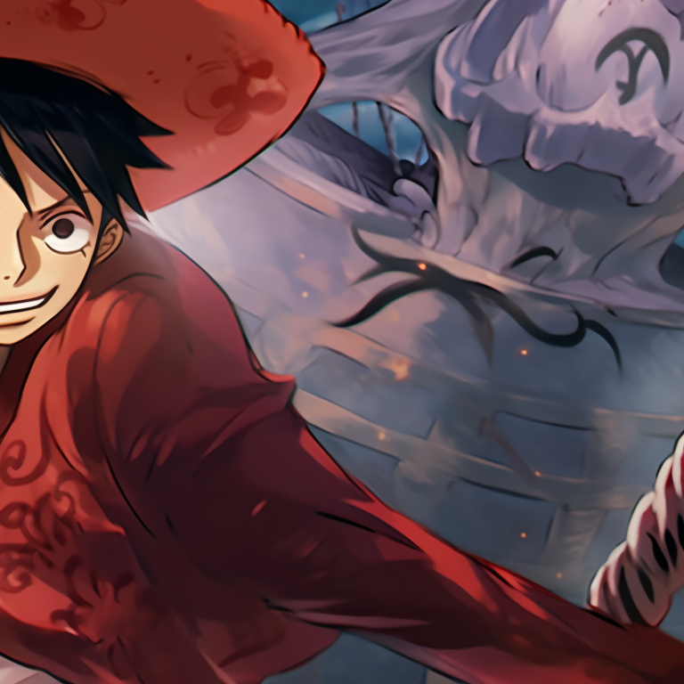 Luffy and Nami wearing ghoul-themed costumes, sharp lines and bright colors create a fun, festive atmosphere. matching pfp with luffy and nami theme pfp for discord.