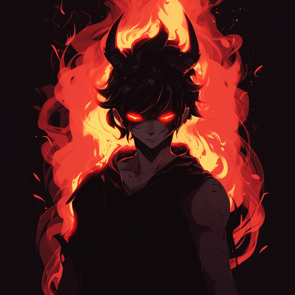Image of a demon with a sultry gaze, defined features and cool color palette. anime demon pfp aesthetics pfp for discord.