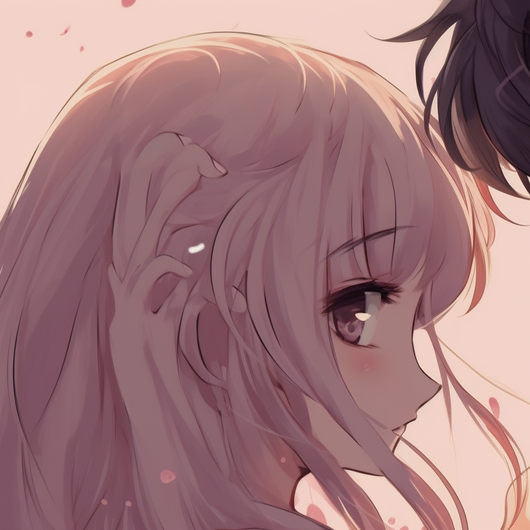 Two characters in shared space, intense gazes, pastel hues and whimsical aesthetic. best anime matching pfp couple pfp for discord.