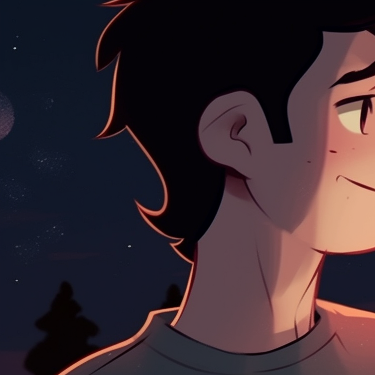 Two characters in school uniforms, detailed shading and soft colors, looking at each other. stunning matching pfp for couples cartoon pfp for discord.