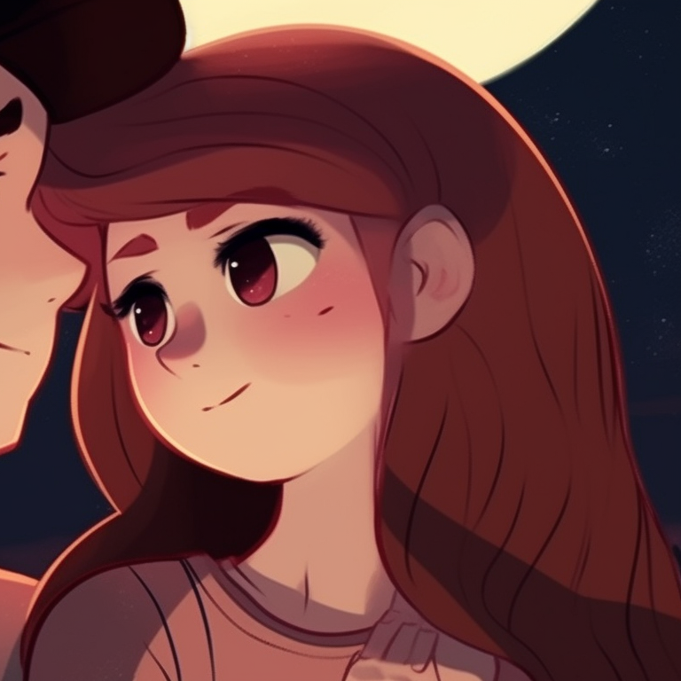 Two characters in school uniforms, detailed shading and soft colors, looking at each other. stunning matching pfp for couples cartoon pfp for discord.