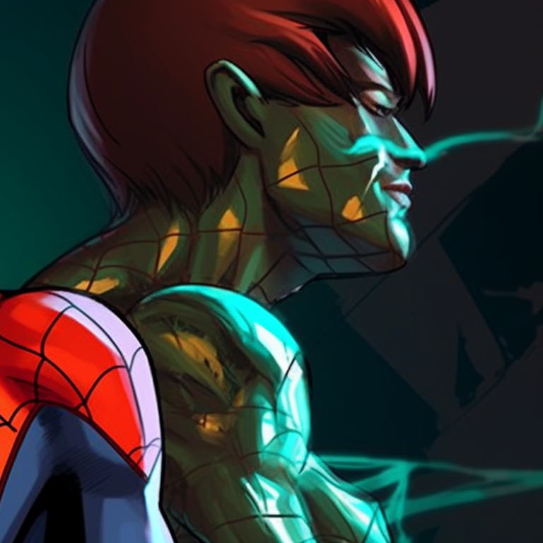 Spider-Man and Green Goblin, dramatic poses and bold colors. spider man matching pfp styles pfp for discord.