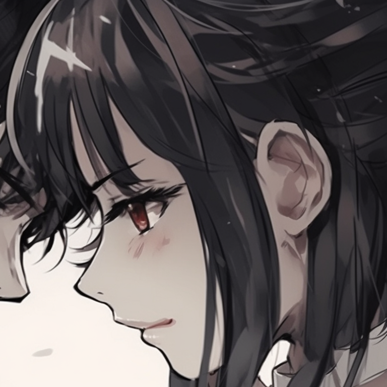 Two characters, Sakura petal accents, soft color palette conveying calmness. anime matching pfp for couples pfp for discord.