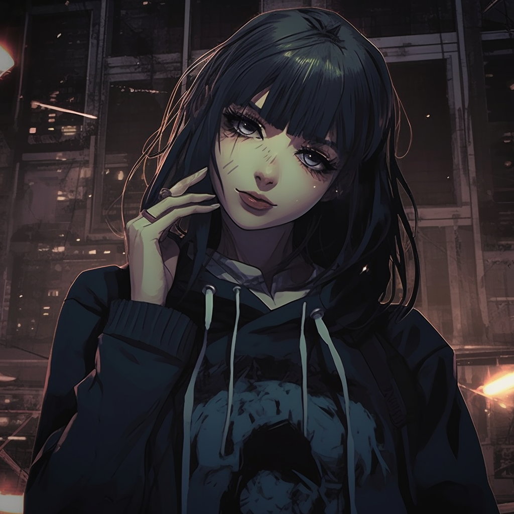 Anime character in a dystopian setting, with grunge textures and an overall dark mood. artistic grunge aesthetic pfp pfp for discord.
