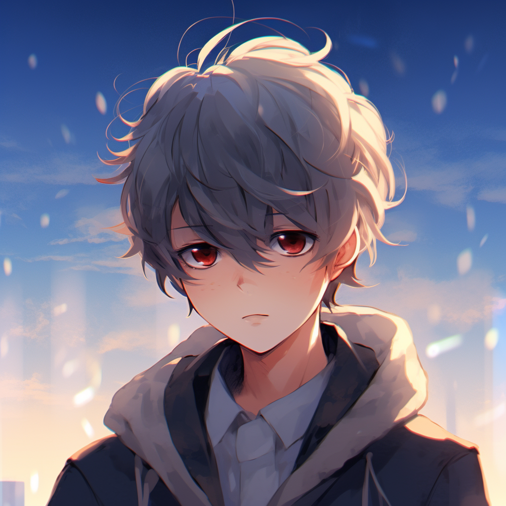 Gentle anime boy with calm color tones, light shading and noticeable highlights. adorable anime pfp male pfp for discord.