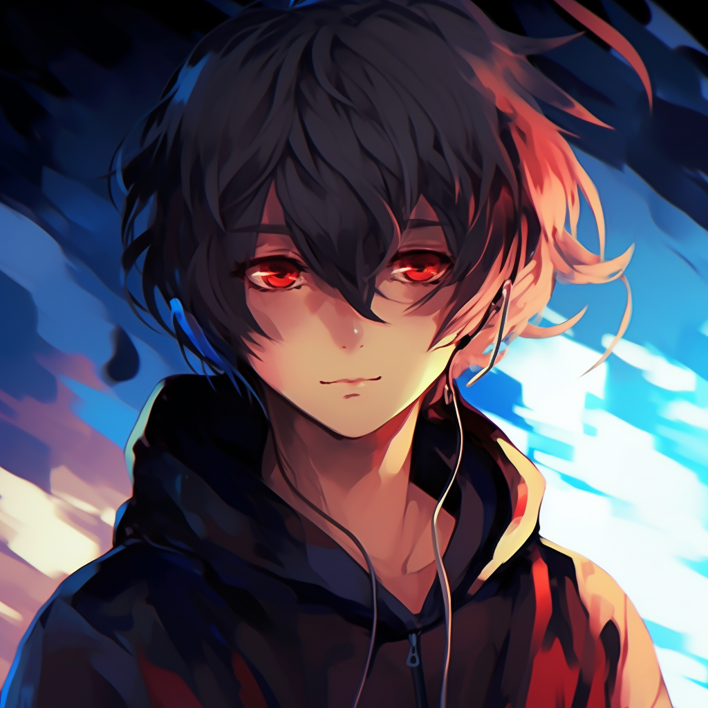 An expressive Anime Boy art, extensive shading, and unique color utilization. anime pfp boy artsy