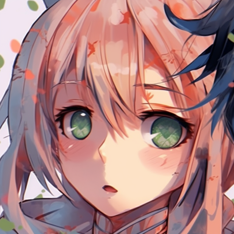 Facial close-up of Naruto and Sakura, soft features against a vivid backdrop. beautiful matching pfp pfp for discord.
