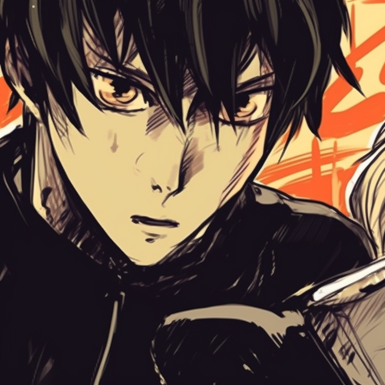 Two characters, Makima and Denji, sharing a brooding glance in the night, dominated by cool tones and discreet shades. chainsaw man matching pfp tips pfp for discord.