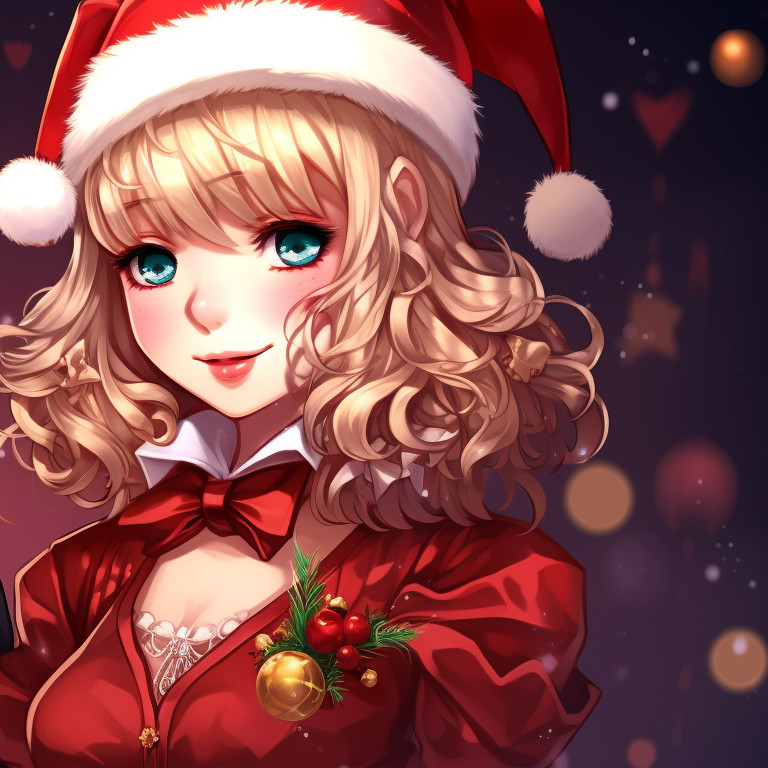 Close-up of two anime characters holding holiday-themed items, saturated colors and intricate detailing. unique matching christmas tiktok pfp pfp for discord.