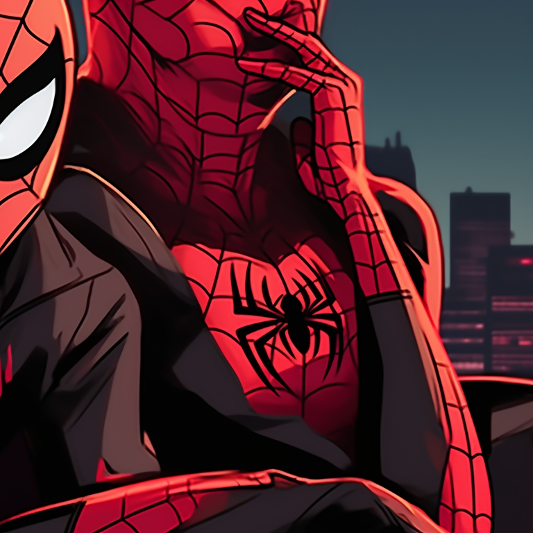 A split image of Peter Parker and Miles Morales, each showcasing their unique Spiderman suits, lively colors and comic book style. spiderman matching pfp fan art pfp for discord.