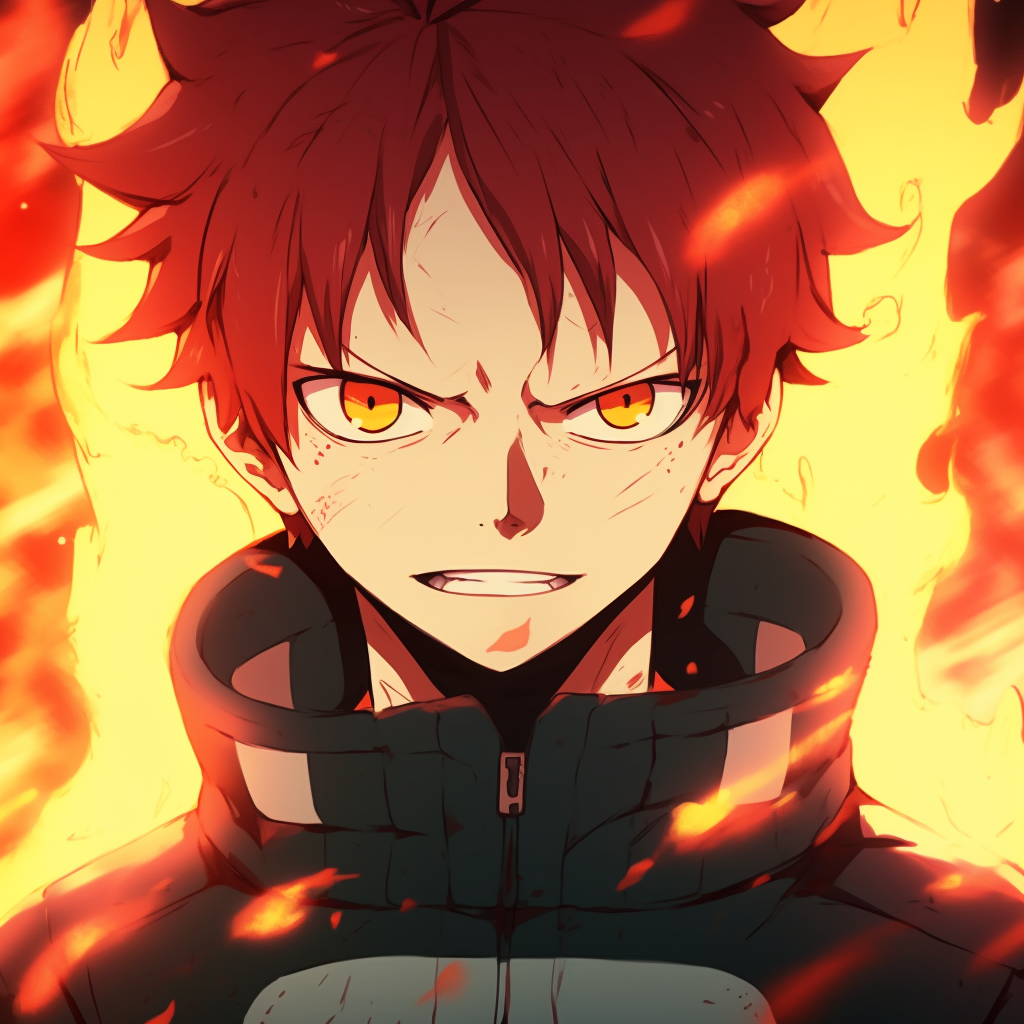 Todoroki's blaze, detailed flames and striking shadows fire anime pfp hd quality