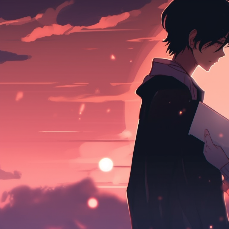 Two characters sharing a generous glance, the background softly fading. charming matching couple pfp pfp for discord.