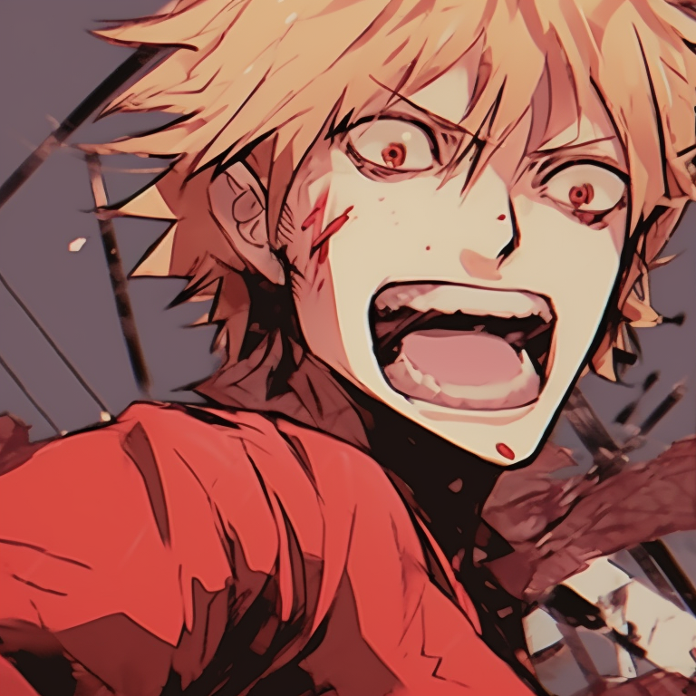 Two characters, juxtaposition of shadows and gleaming chainsaws, monochromatic color palette. chainsaw man themed matching pfp pfp for discord.