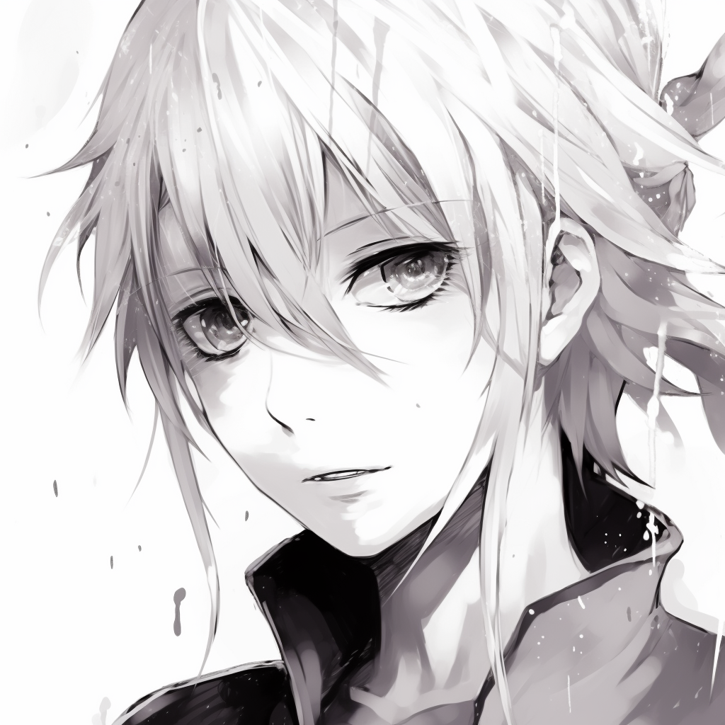 Profile view of Ichigo, highlighted in white tone. monochrome white anime pfp