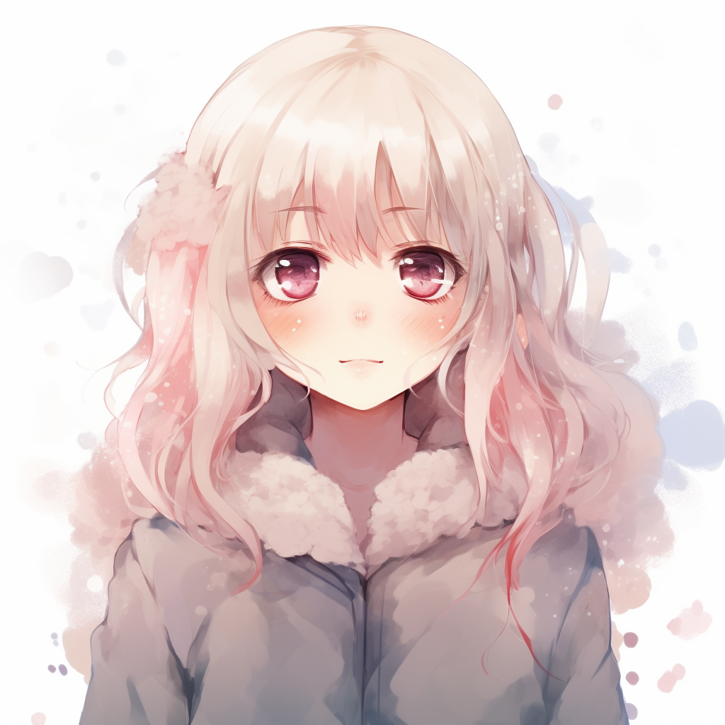 Soft-toned anime portrait in a cute watercolor style with emphasized eyes. anime pfp cute styles pfp for discord.