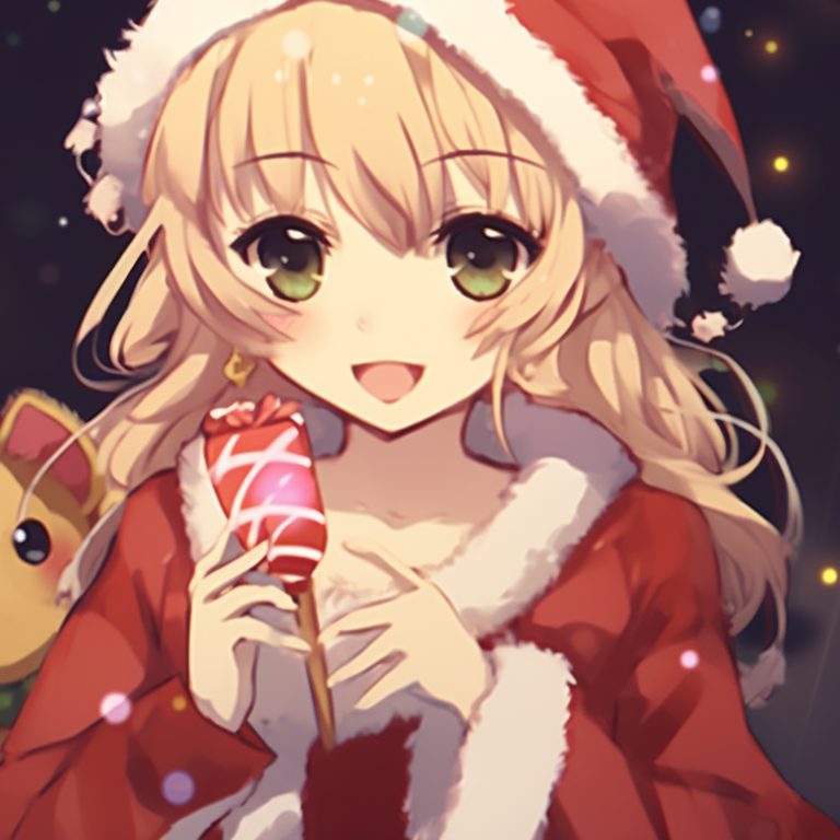 Two characters in a snowy landscape, white and blue color scheme with a touch of red. adorable matching christmas pfp gif pfp for discord.