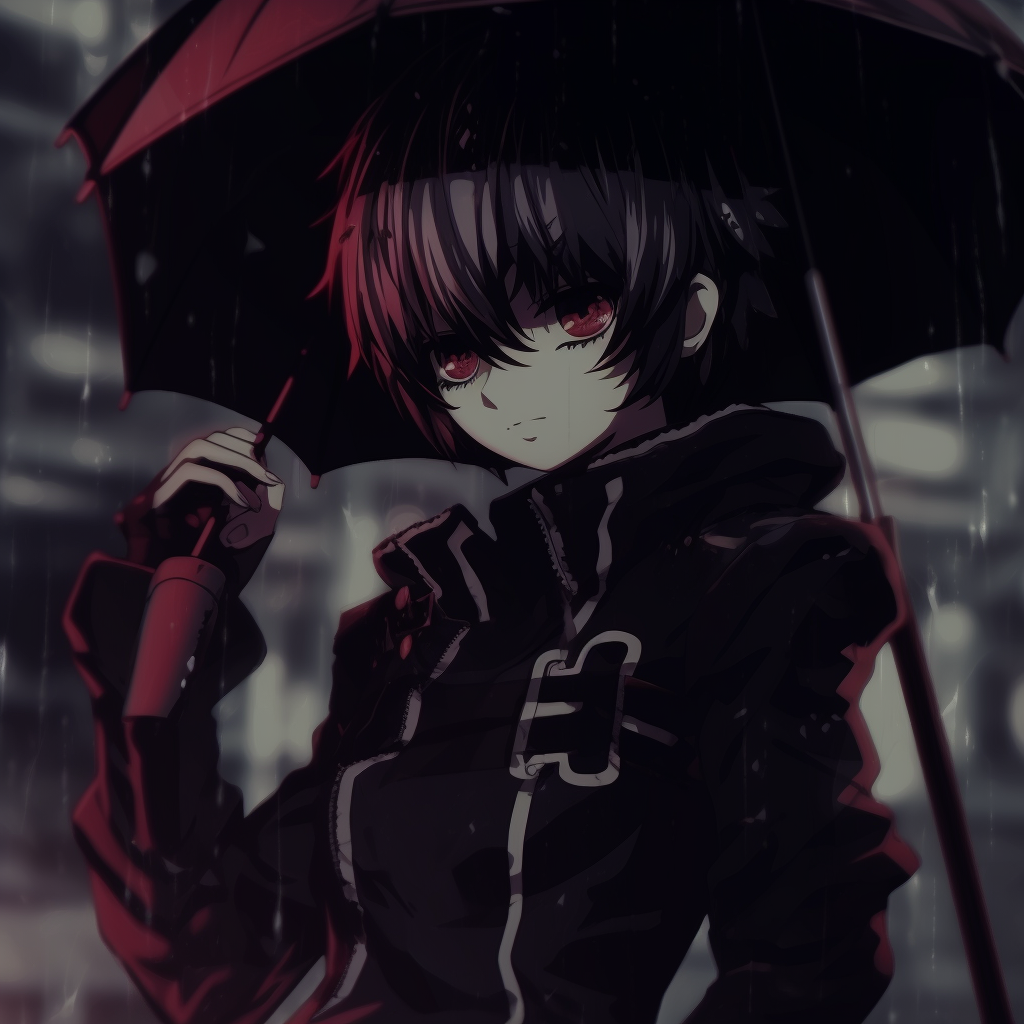 Focus on the face of an emo anime girl, intricate details on hair and makeup. cute emo pfp anime gallery