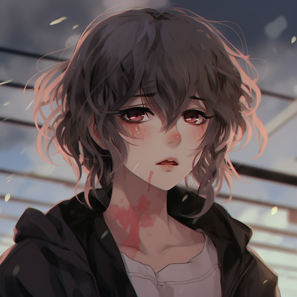 Close-up on sorrowful eyes of an anime character, capturing the emotion through detailing and delicate color work. sad pfp anime aesthetics