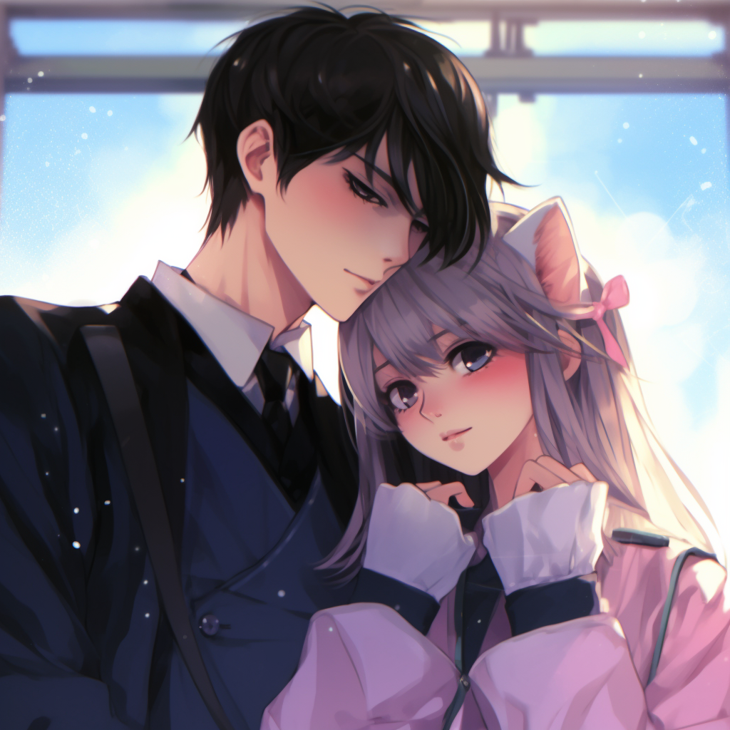Profile picture of Sailor Moon and Tuxedo Mask, distinct character lines and classic art style. impressive anime couple pfp