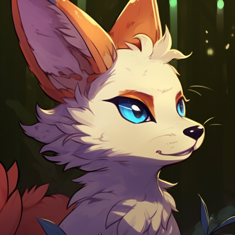 Two mystical animals in a charming forest scene, rich earthy colors with lively expressions. artistic furry matching pfp pfp for discord.