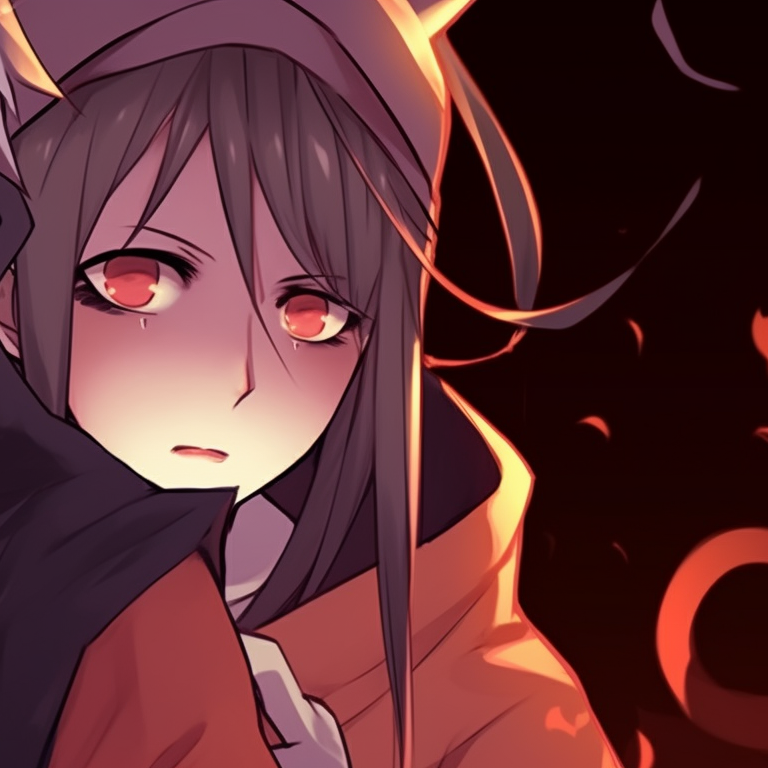 Two characters dressed in quirky Halloween outfits, sharing a lighthearted moment, with a autumn leaves in the backdrop. naruto pfp halloween aesthetics pfp for discord.