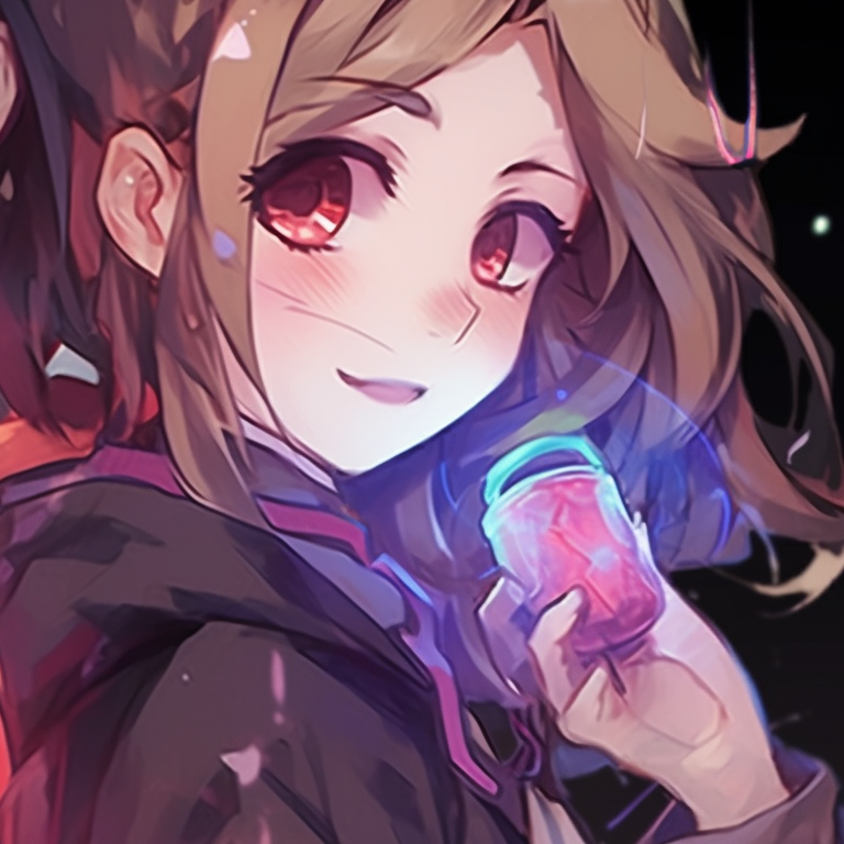 Two characters against a cosmic backdrop, using contrasting colors and constellations. anime themed pfps for 2 pals pfp for discord.
