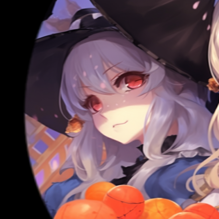 Two characters with a pile of candies, one dressed as a pirate, the other a princess, using soft watercolor-like art style. genshin impact matching halloween profile pics pfp for discord.
