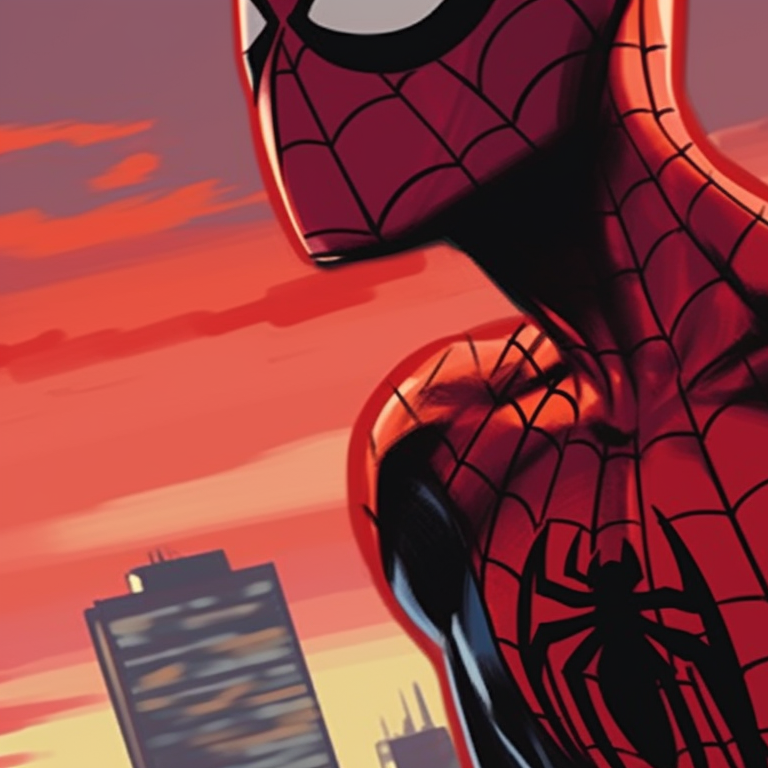 Two Spider-man characters in striking Spiderman attire, strong lines and vibrant colors. cartoon themes for spider man matching pfp pfp for discord.