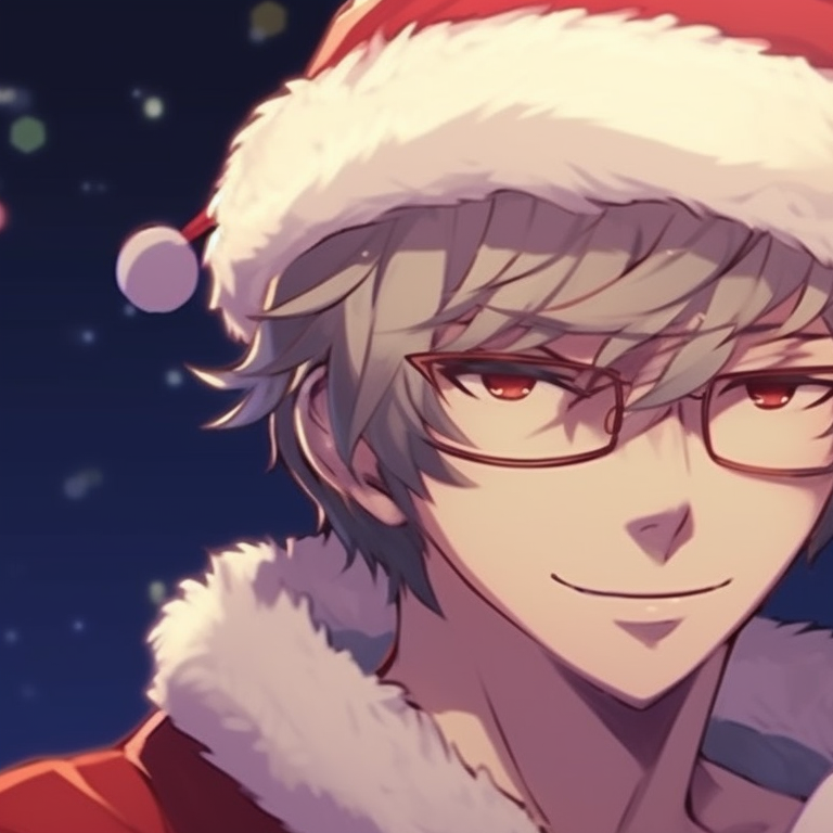 Characters in a snowy setting, cool tones and wrapped in cozy attire. best matching christmas themed pfp for 2023 pfp for discord.