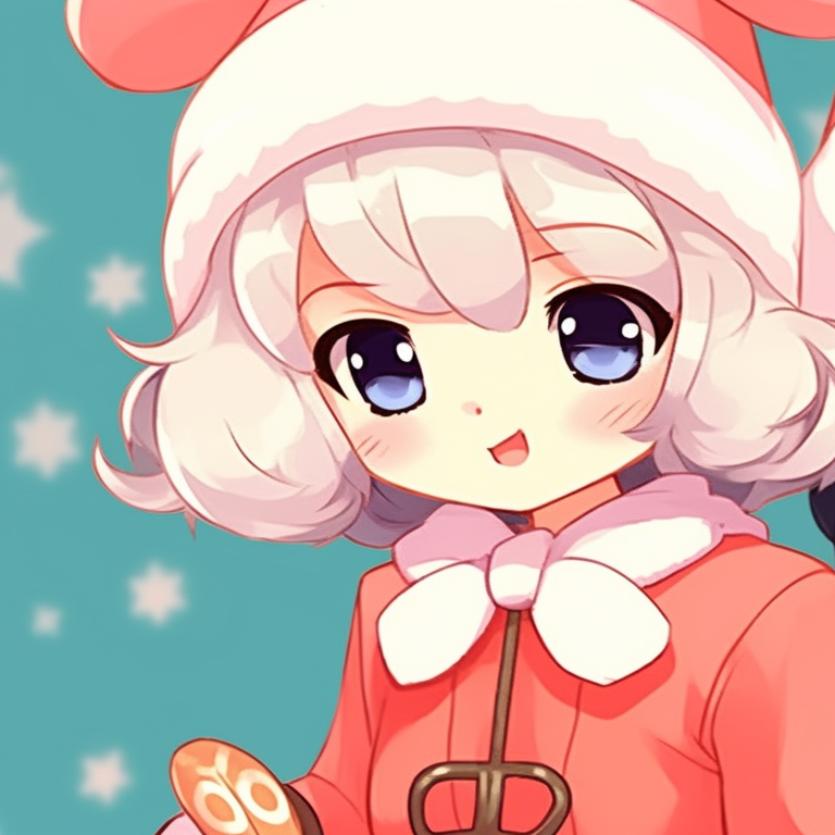 Two characters in the comfort of Christmas, cozy colors, Christmas decors in background. unique matching retro aesthetic cartoon pfp christmas themes pfp for discord.