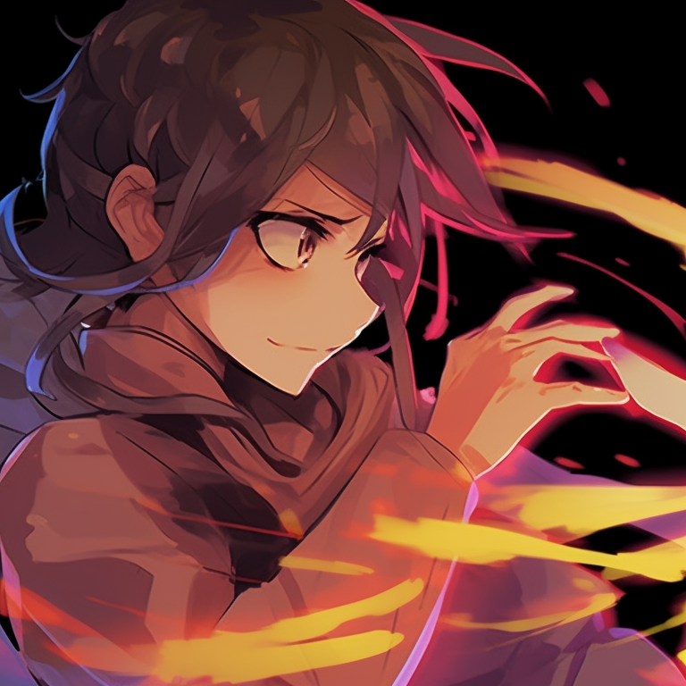 Two characters in combat stances, bold lines and vivid colors. awesome anime matching pfp ideas for friends pfp for discord.